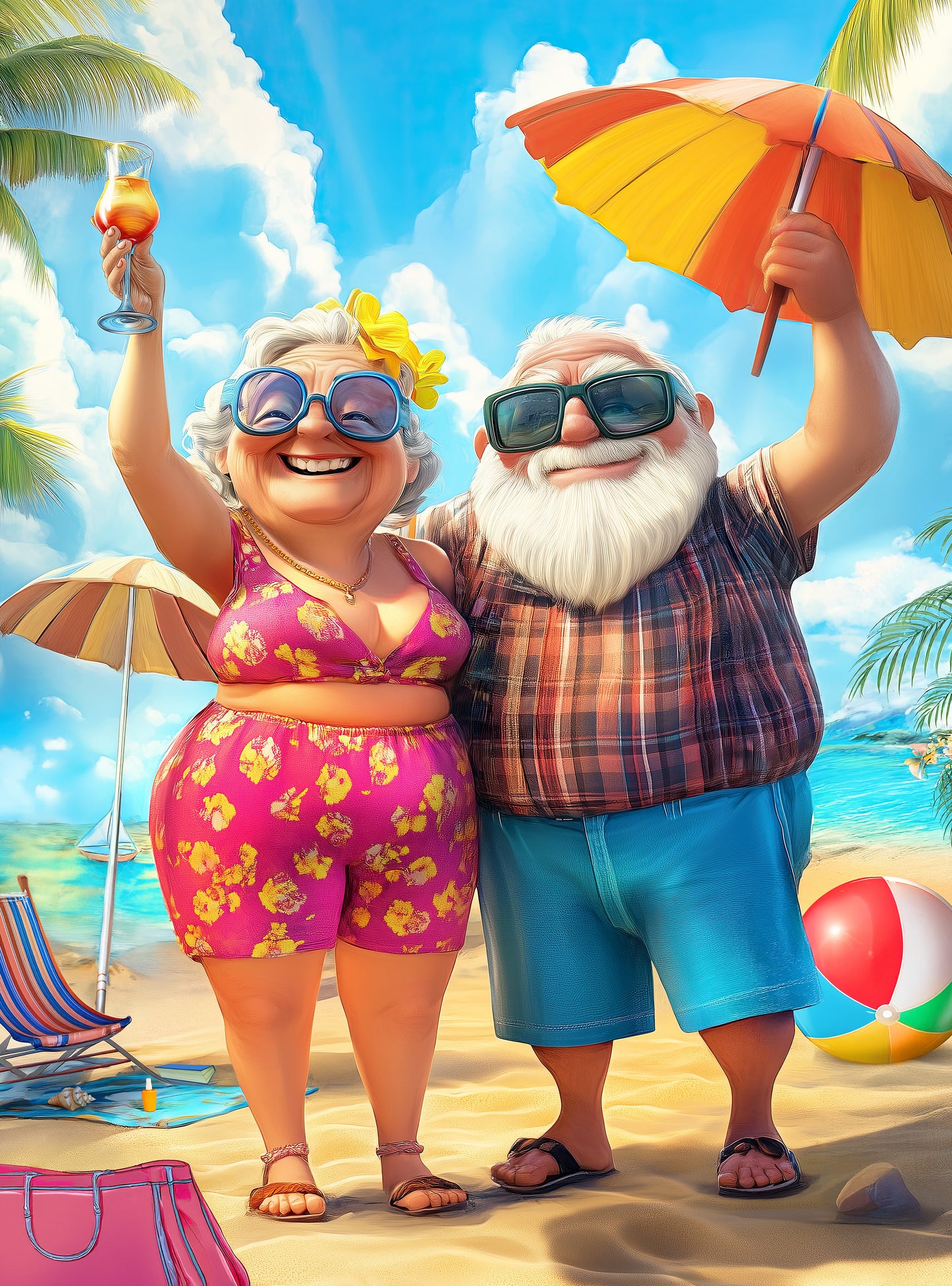 1000 Piece Jigsaw Puzzle for Adults - Parents Grandparents on a Tropical Beach Vacation - Golden Yrs Vacation