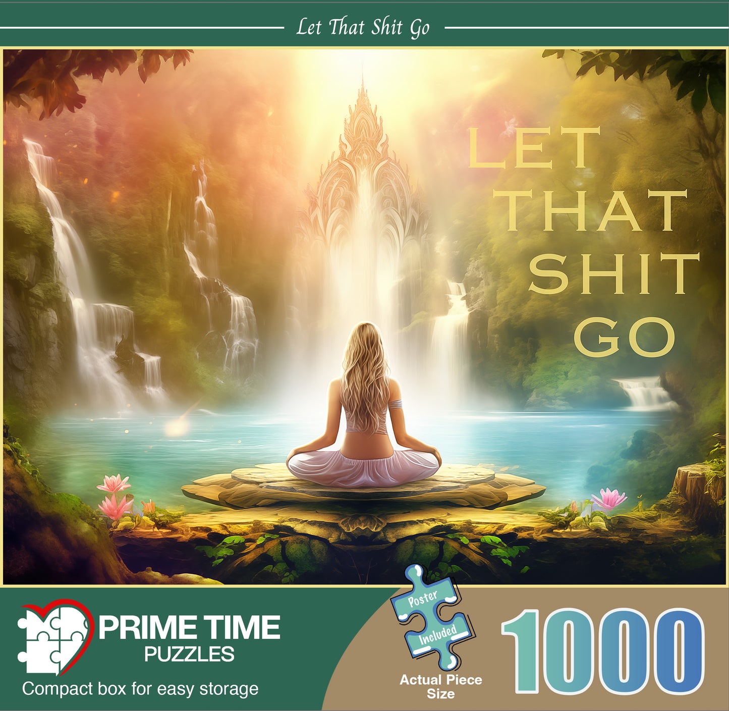 1000 Piece Jigsaw Puzzle for Adults - Funny Yoga Meditation Puzzle for Women in Nature - Let That Shit Go