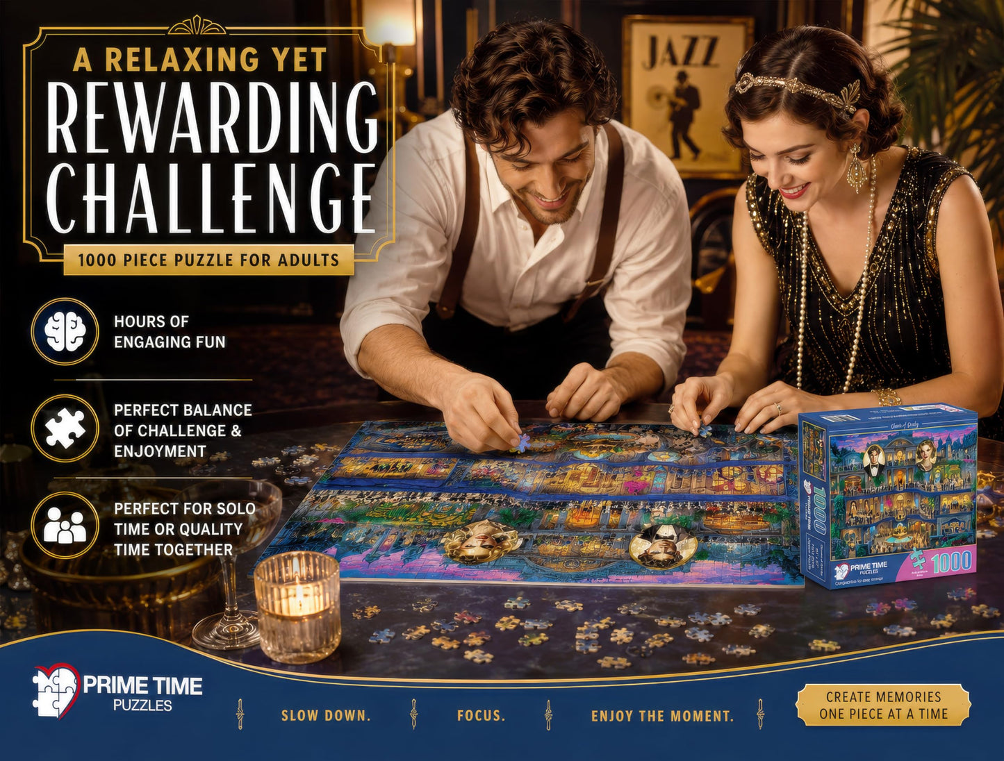Prime Time Puzzles 1000 Piece Jigsaw Puzzle for Adults