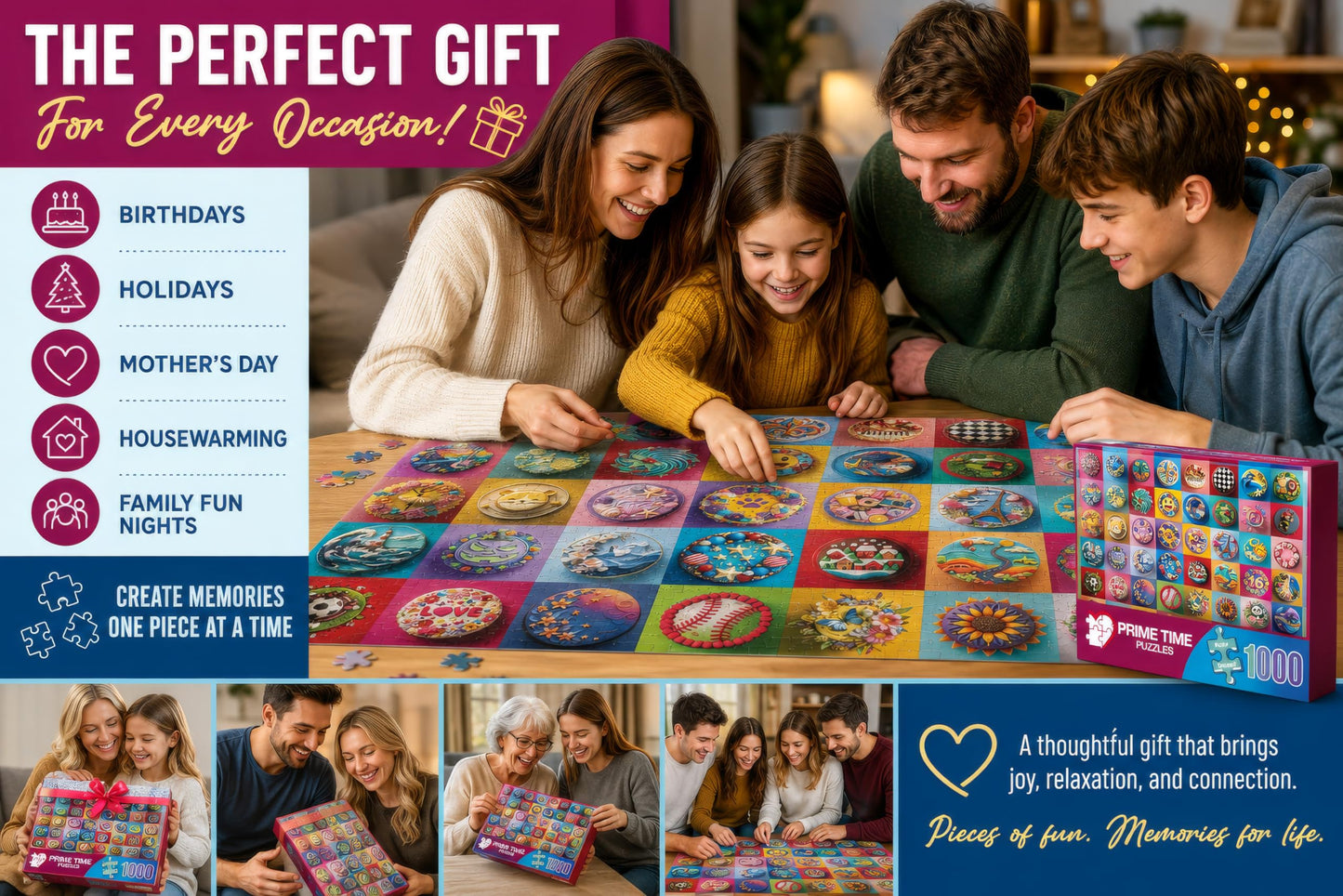 Prime Time Puzzles 1000 Piece Jigsaw Puzzle for Adults