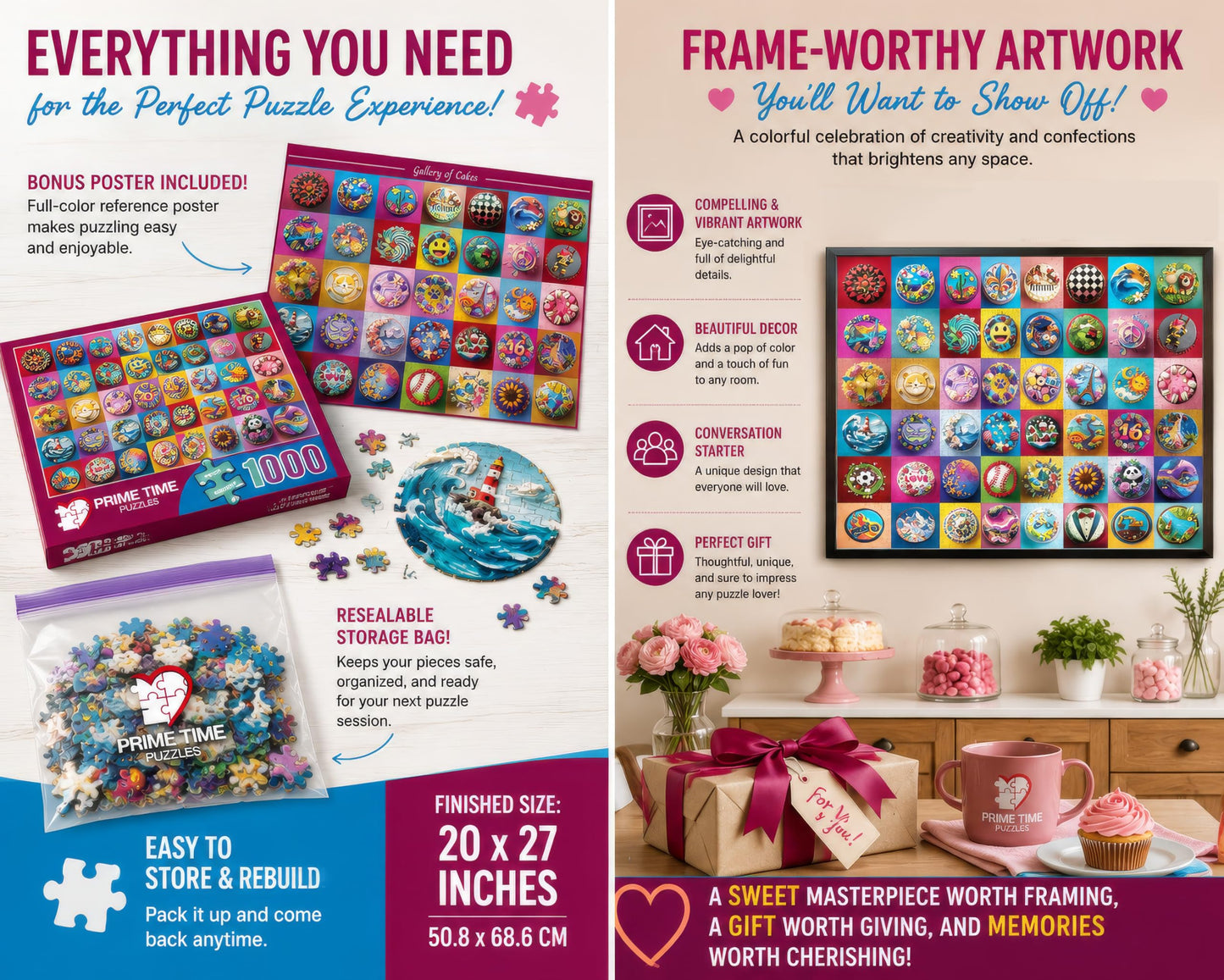 Prime Time Puzzles 1000 Piece Jigsaw Puzzle for Adults