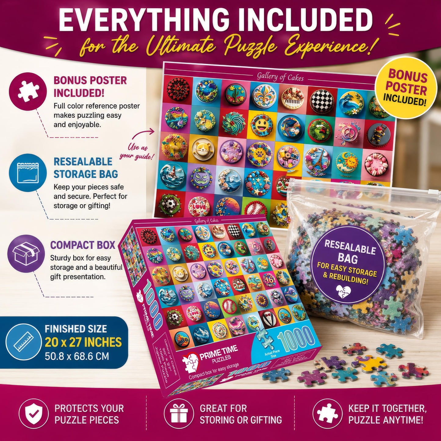 Prime Time Puzzles 1000 Piece Jigsaw Puzzle for Adults