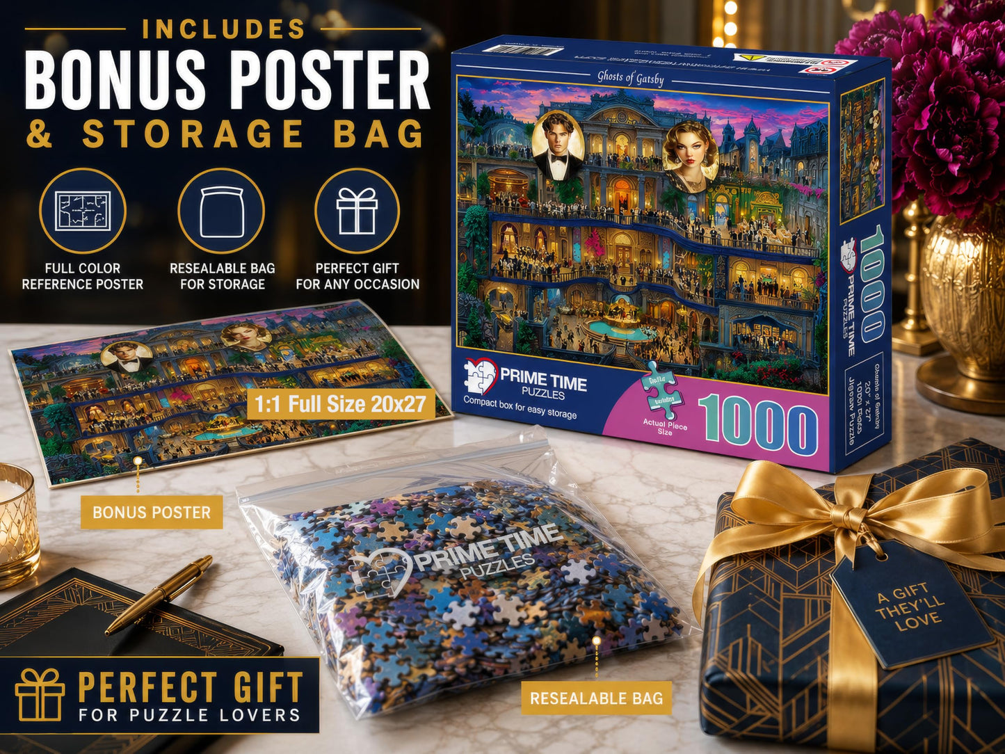 Prime Time Puzzles 1000 Piece Jigsaw Puzzle for Adults