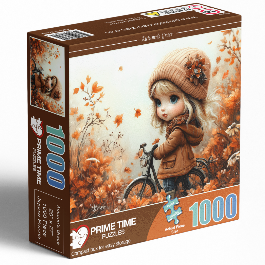 1000 Piece Jigsaw Puzzle for Adults - Cute Fall Bicycle Puzzle - Autumn's Grace