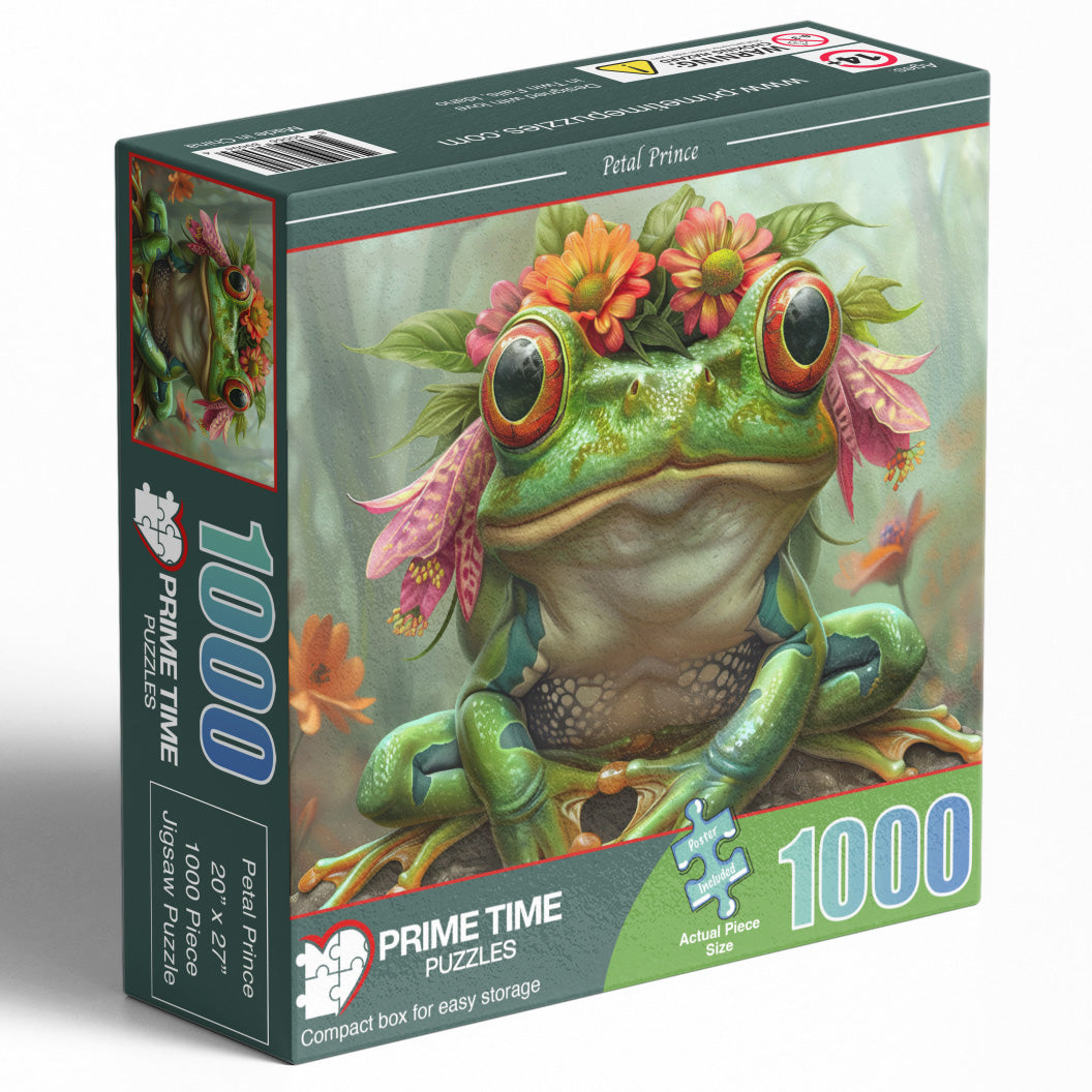 1000 Piece Jigsaw Puzzle for Adults - Cute Spirit Animal Frog Prince - Petal Prince