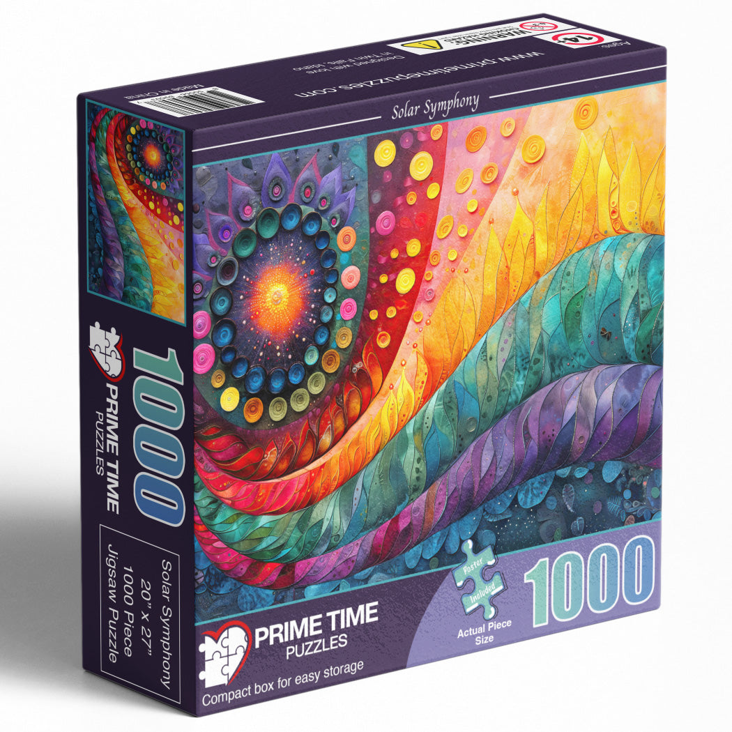 1000 Piece Jigsaw Puzzle for Adults - Colorful Spiral Abstract - Solar Symphony