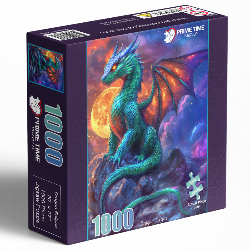 1000 Piece Jigsaw Puzzle for Adults - Fantasy Dragon Under The Moonlight - Dragon Eclipse