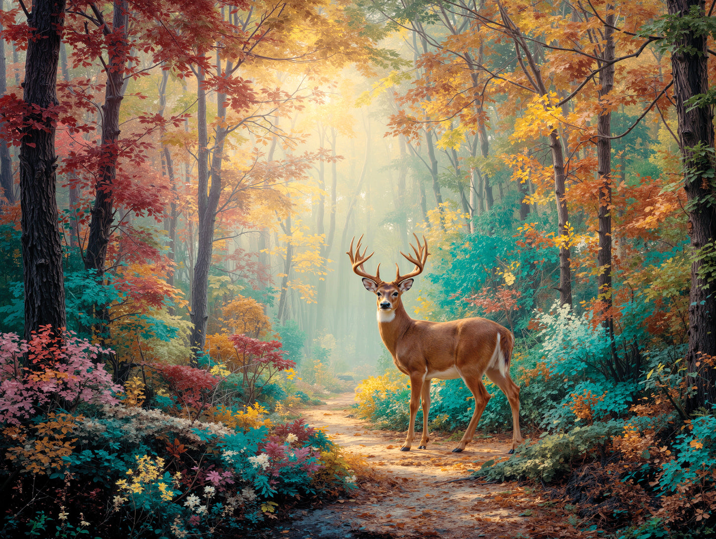 Prime Time Puzzles 1000 Piece Jigsaw Puzzle for Adults - A Majestic Whitetail Buck in the Fall Forest - Challenging Puzzle Perfect for Game Nights - 1000 Piece for Adults. 20x27 inches - Deer Dreams