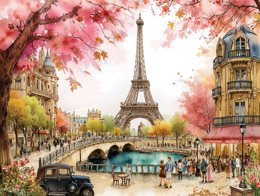 Prime Time Puzzles 1000 Piece Jigsaw Puzzle for Adults - Paris Romance - Whimsical Eifel Tower Spring Scene - Challenging Puzzle Perfect for Game Nights - 1000 Piece for Adults. 20x27 inches