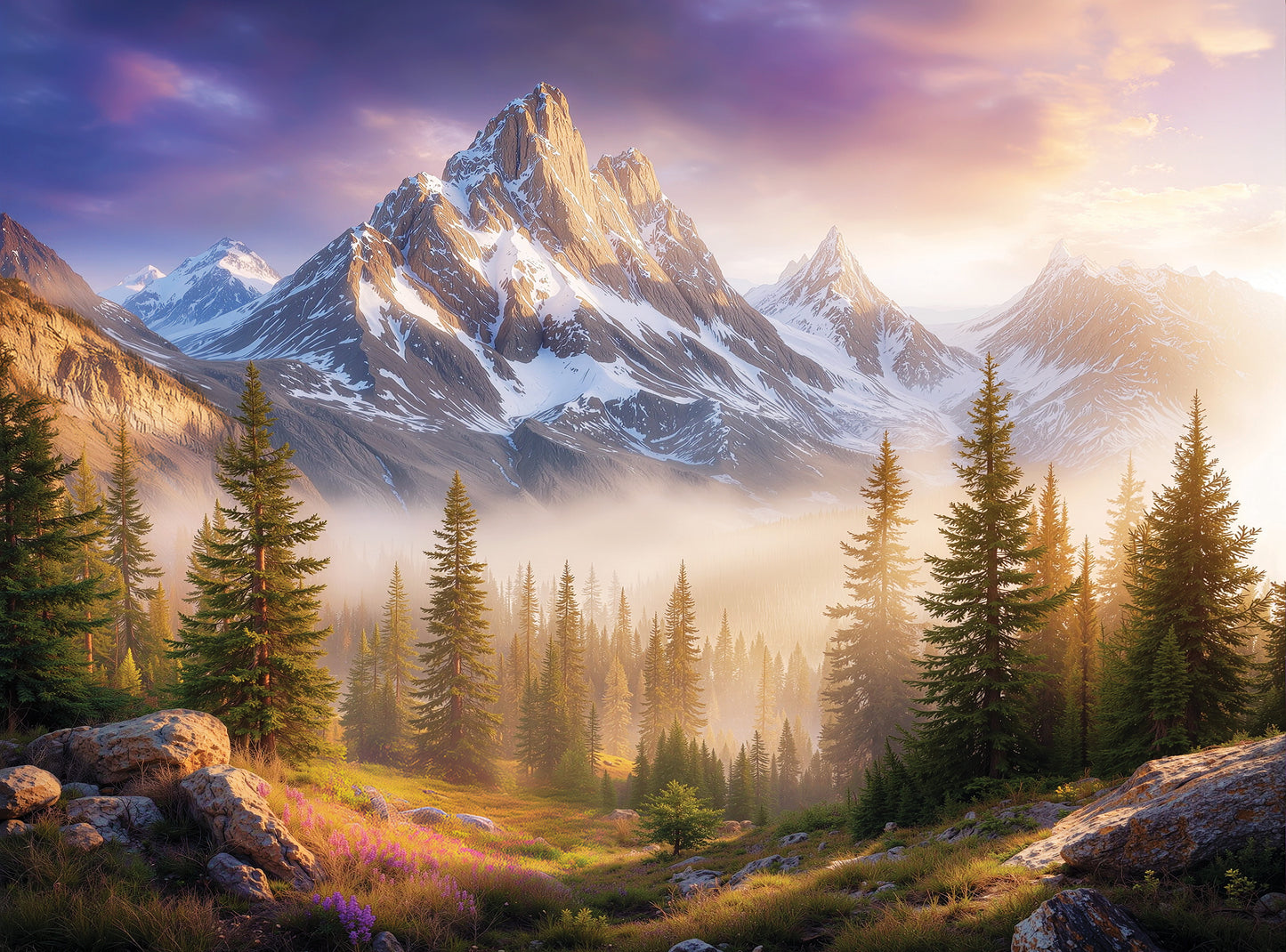 Prime Time Puzzles 1000 Piece Jigsaw Puzzle for Adults - Majestic Mountain on a Foggy Morning - Challenging Puzzle Perfect for Game Nights - Nature Landscape - 1000 Piece for Adults. 20x27 inches