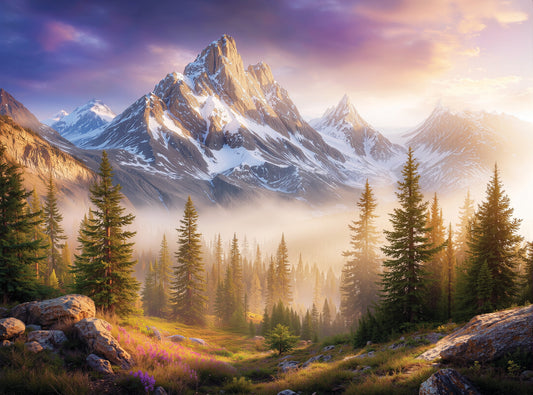 Prime Time Puzzles 1000 Piece Jigsaw Puzzle for Adults - Majestic Mountain on a Foggy Morning - Challenging Puzzle Perfect for Game Nights - Nature Landscape - 1000 Piece for Adults. 20x27 inches