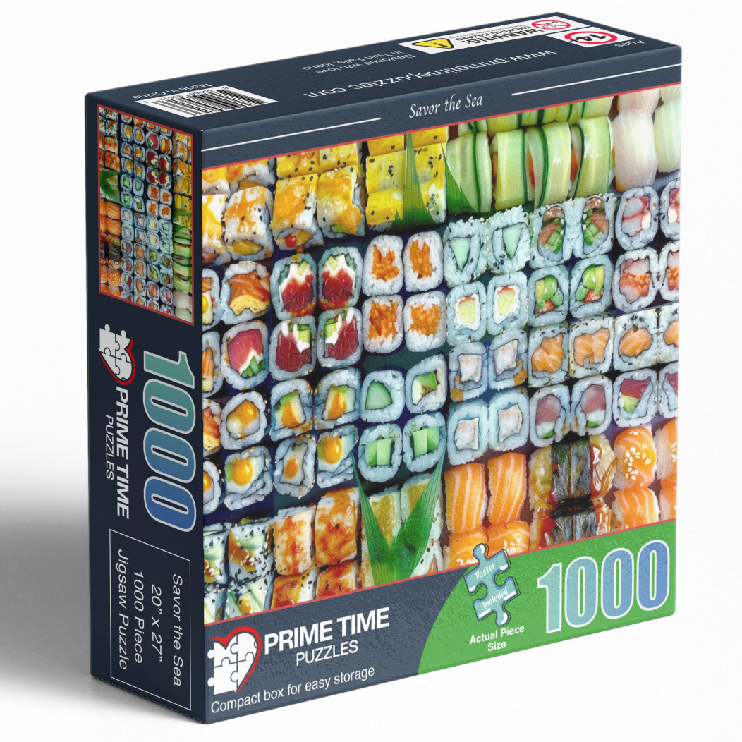 1000 Piece Jigsaw Puzzle for Adults - Sushi Rolls Gourmet Food - Savor the Sea