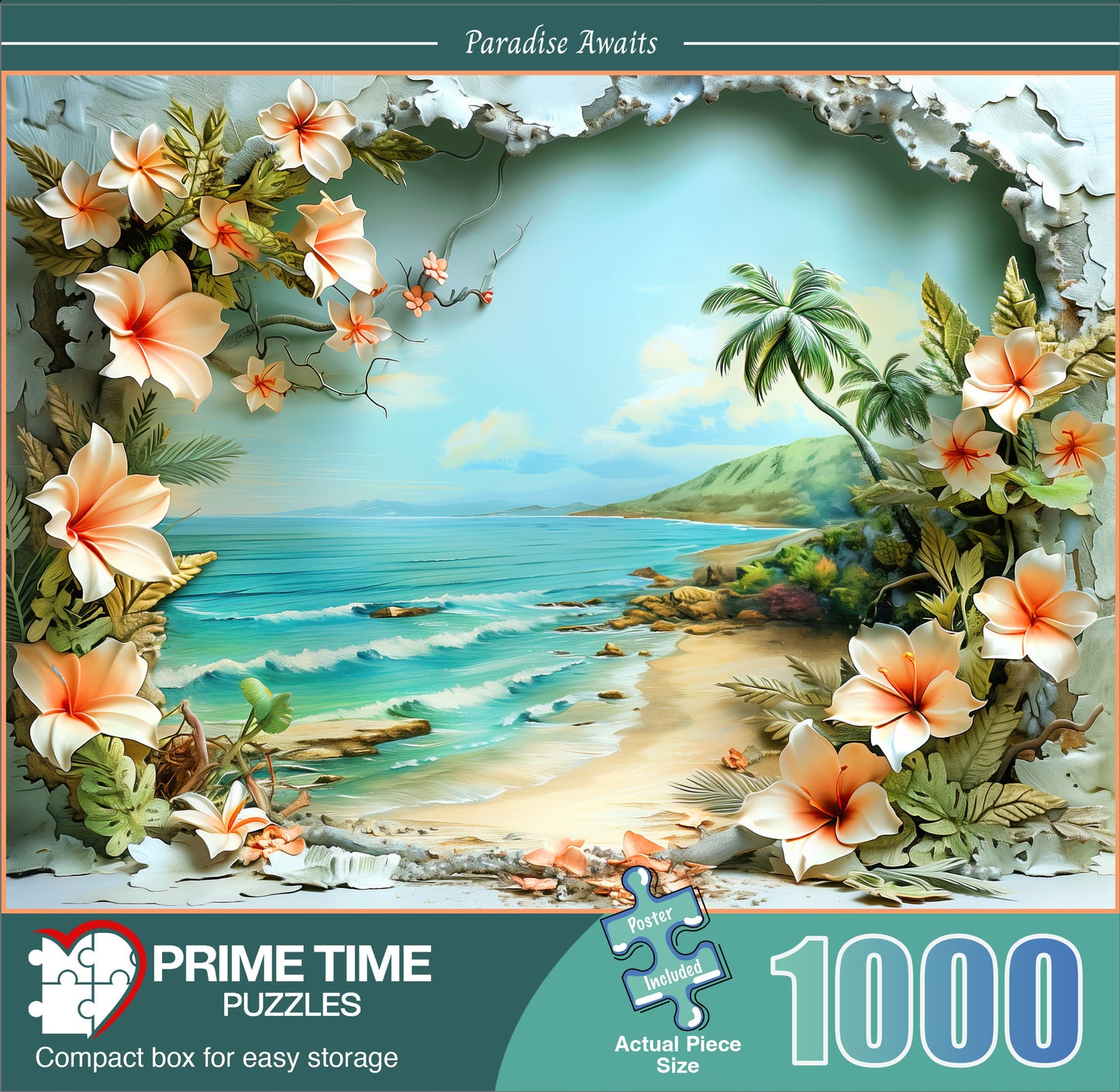 1000 Piece Jigsaw Puzzle for Adults - Tropical Flowers and White Sand Beaches - Paradise Awaits