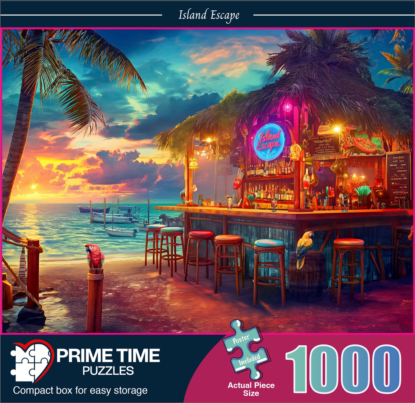 1000 Piece Jigsaw Puzzle for Adults - Beach Bar at Sunset - Island Escape