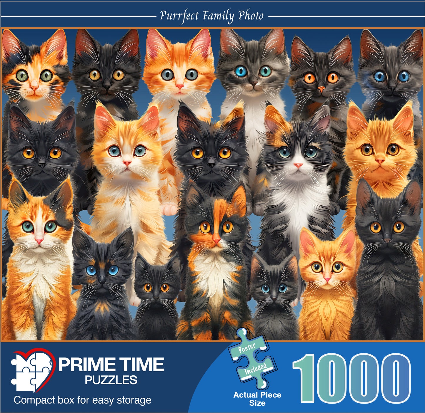 1000 Piece Jigsaw Puzzle for Adults - Cute and Colorful Cat Family - Purrfect Family Photo