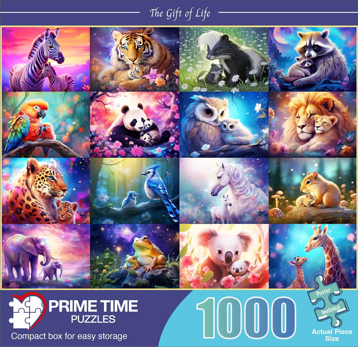 1000 Piece Jigsaw Puzzle for Adults - Cute and Colorful Animals - Mothers Fathers and Babies - Gift of Life