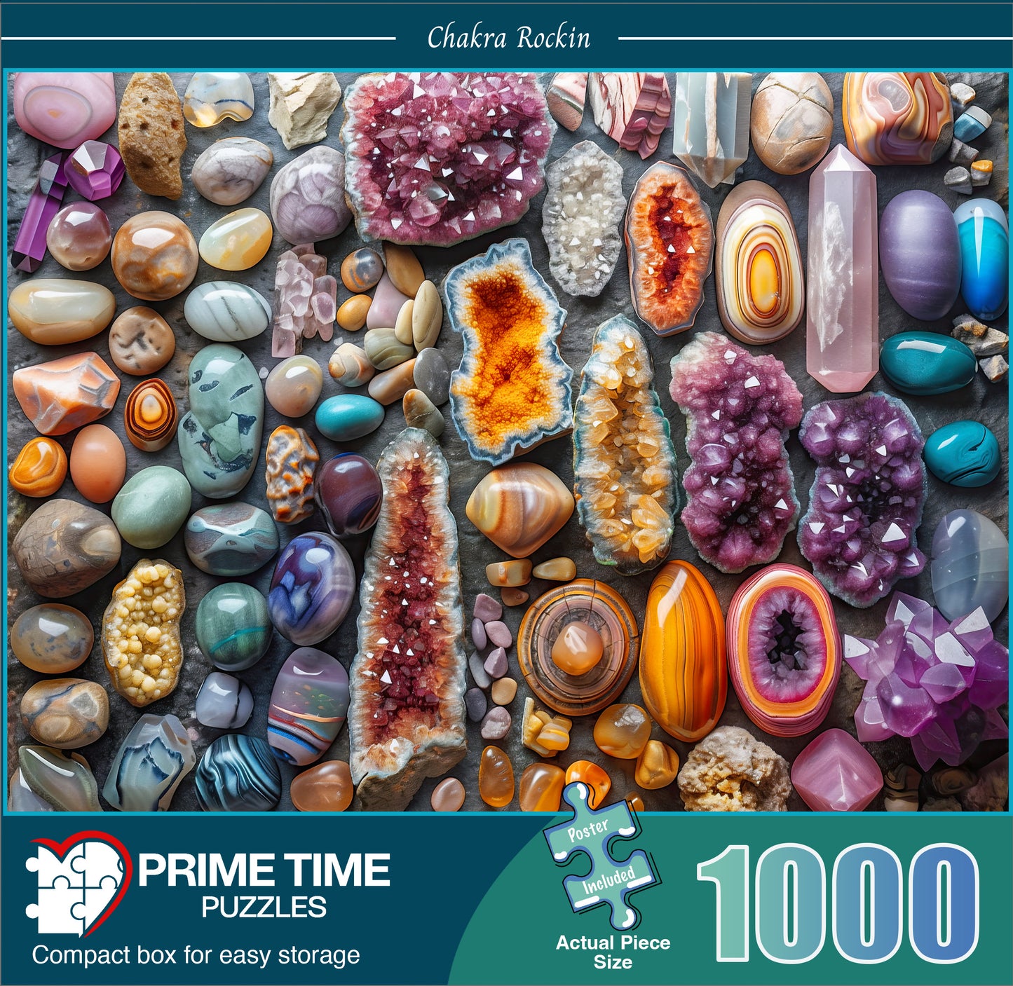 1000 Piece Jigsaw Puzzle for Adults - Colorful Crystals and Healing Stones - Chakra Rockin