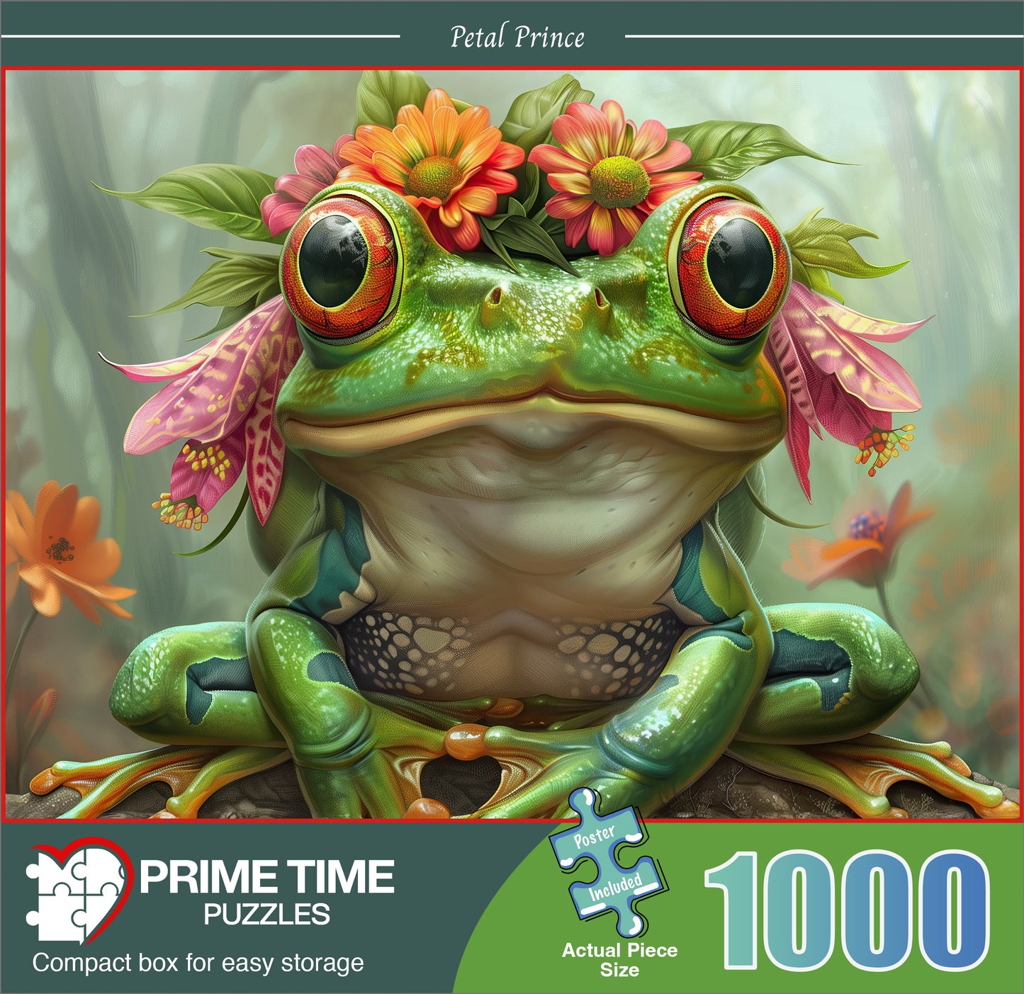 1000 Piece Jigsaw Puzzle for Adults - Cute Spirit Animal Frog Prince - Petal Prince