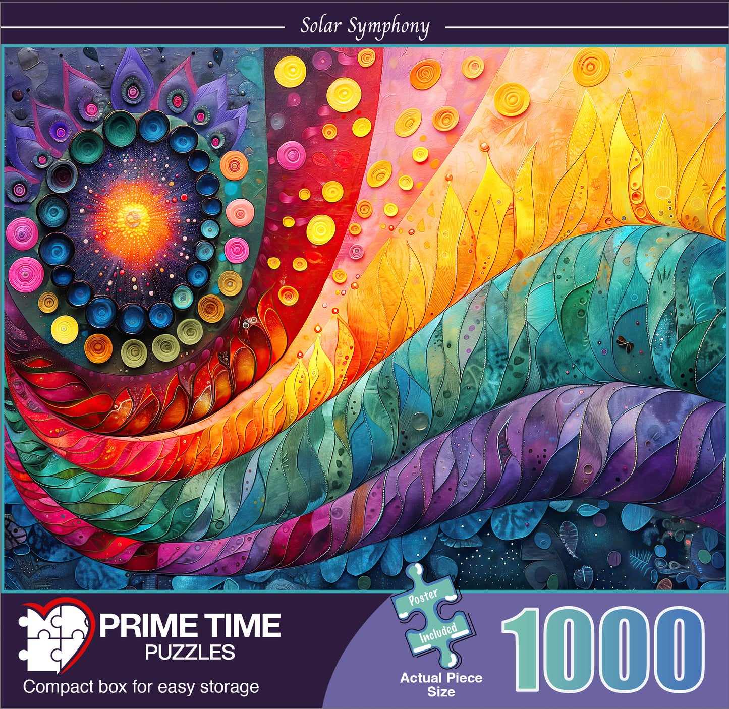 1000 Piece Jigsaw Puzzle for Adults - Colorful Spiral Abstract - Solar Symphony