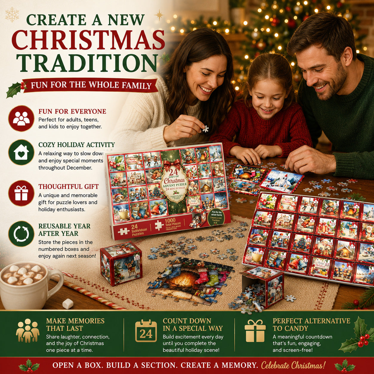 Christmas Advent Puzzle 1000 Piece Countdown 2026