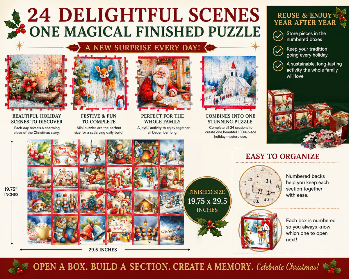 Christmas Advent Puzzle 1000 Piece Countdown 2026