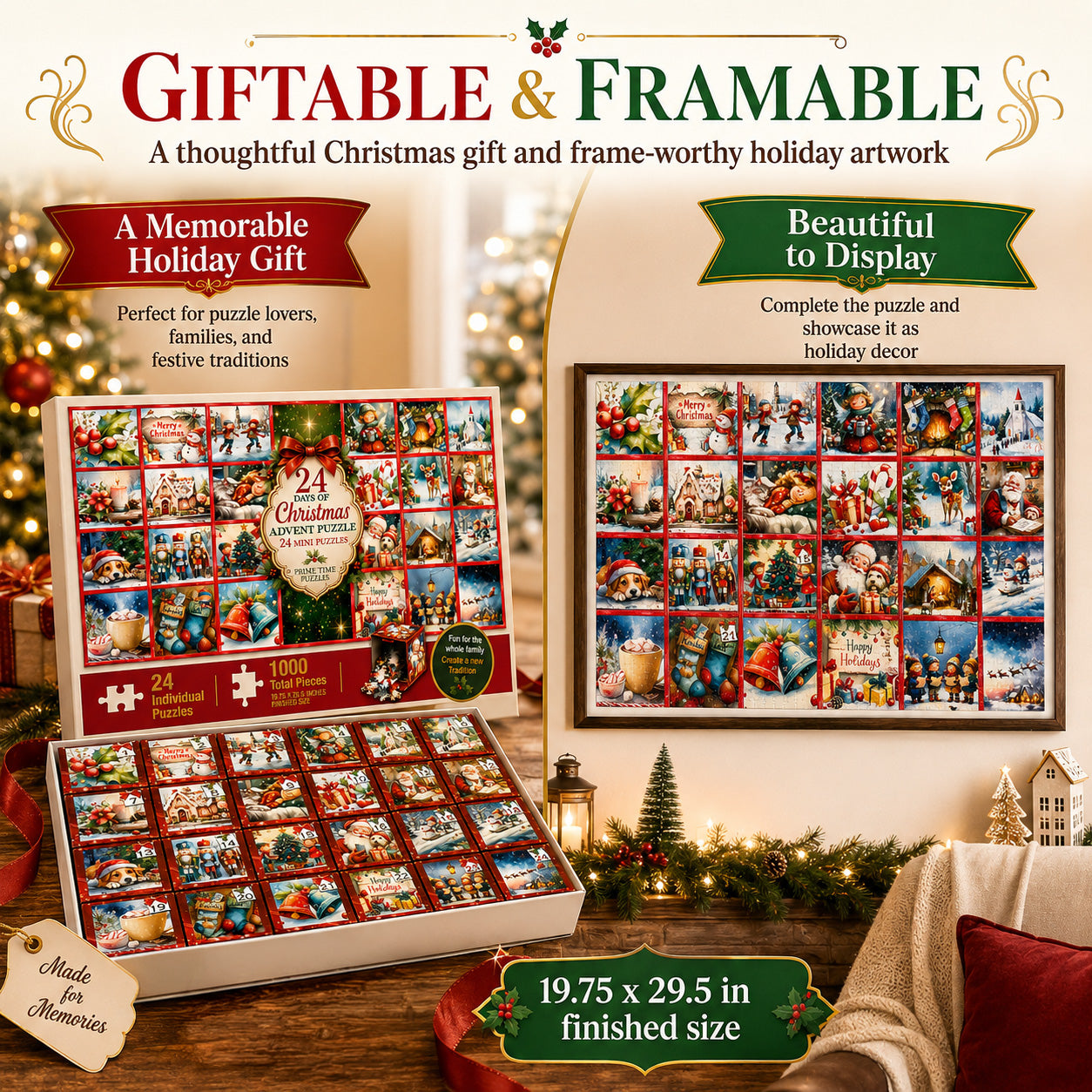 Christmas Advent Puzzle 1000 Piece Countdown 2026