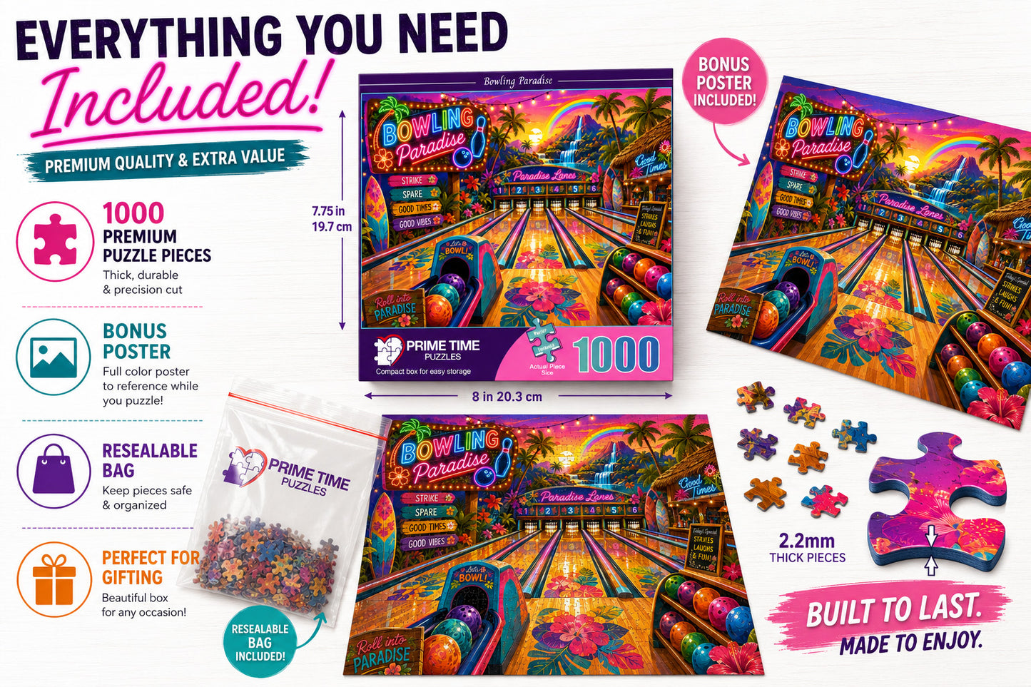 Adult Jigsaw Puzzle 1000 Piece Bowling Paradise