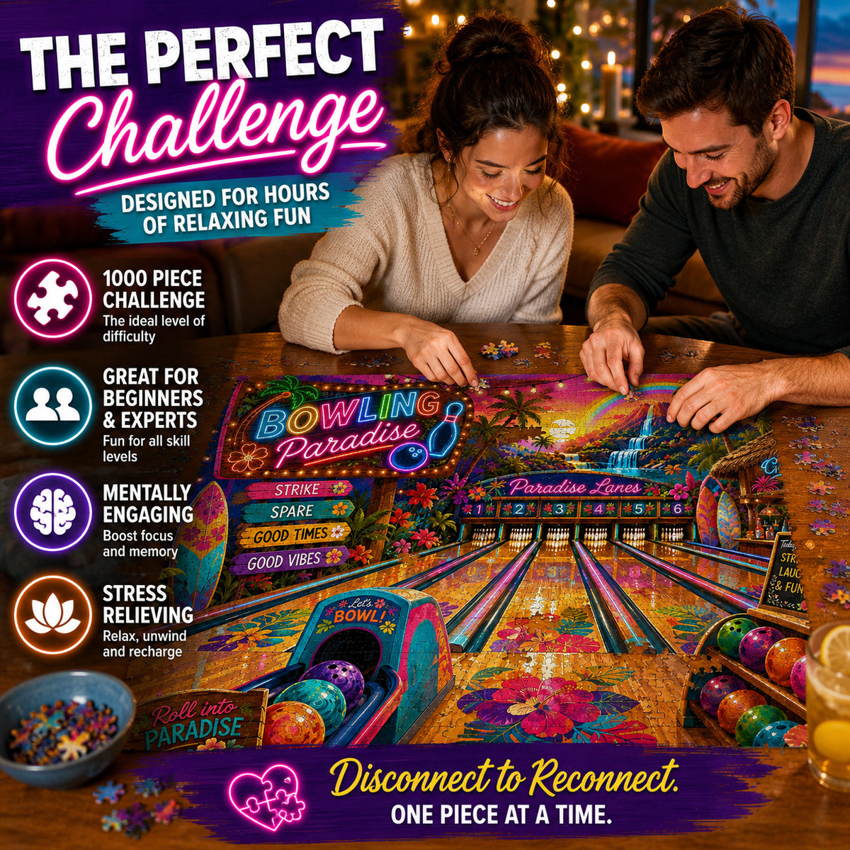 Adult Jigsaw Puzzle 1000 Piece Bowling Paradise