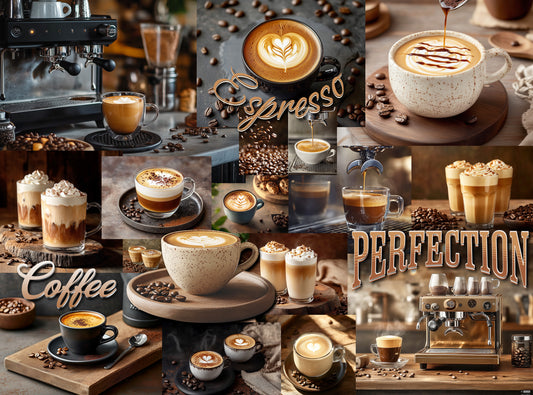 1000 Piece Jigsaw Puzzle for Adults - Coffee Latte Espresso Collage - Mocha Medley