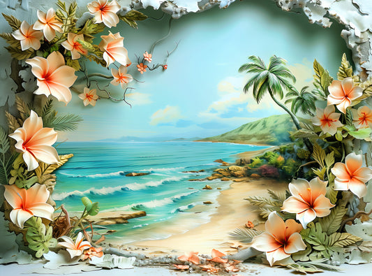 1000 Piece Jigsaw Puzzle for Adults - Tropical Flowers and White Sand Beaches - Paradise Awaits