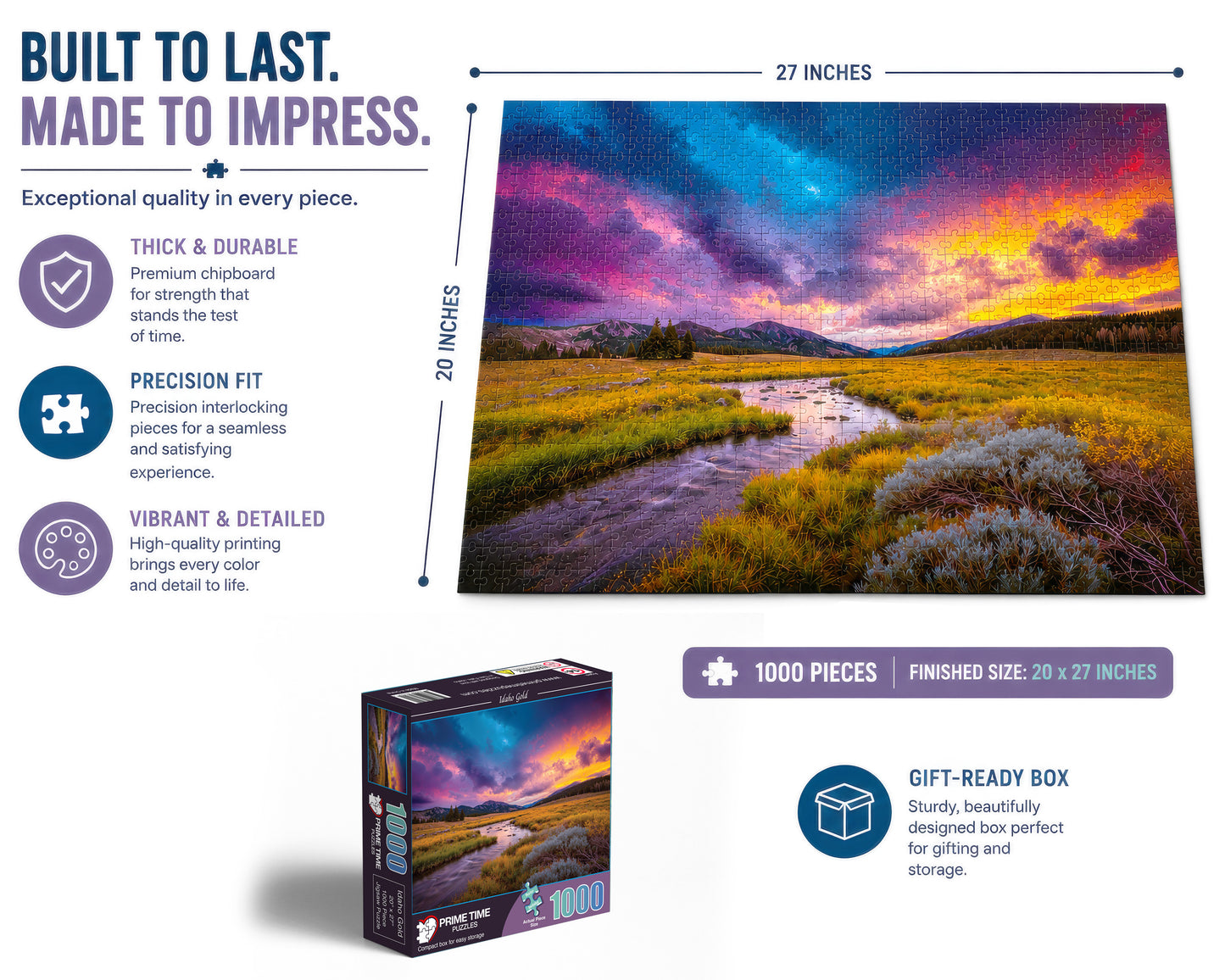 1000 Piece Jigsaw Puzzle for Adults - Nature Landscape - Idaho Gold - Challenging Puzzle Perfect for Game Nights - 1000 Piece for Adults. 20x27 inches