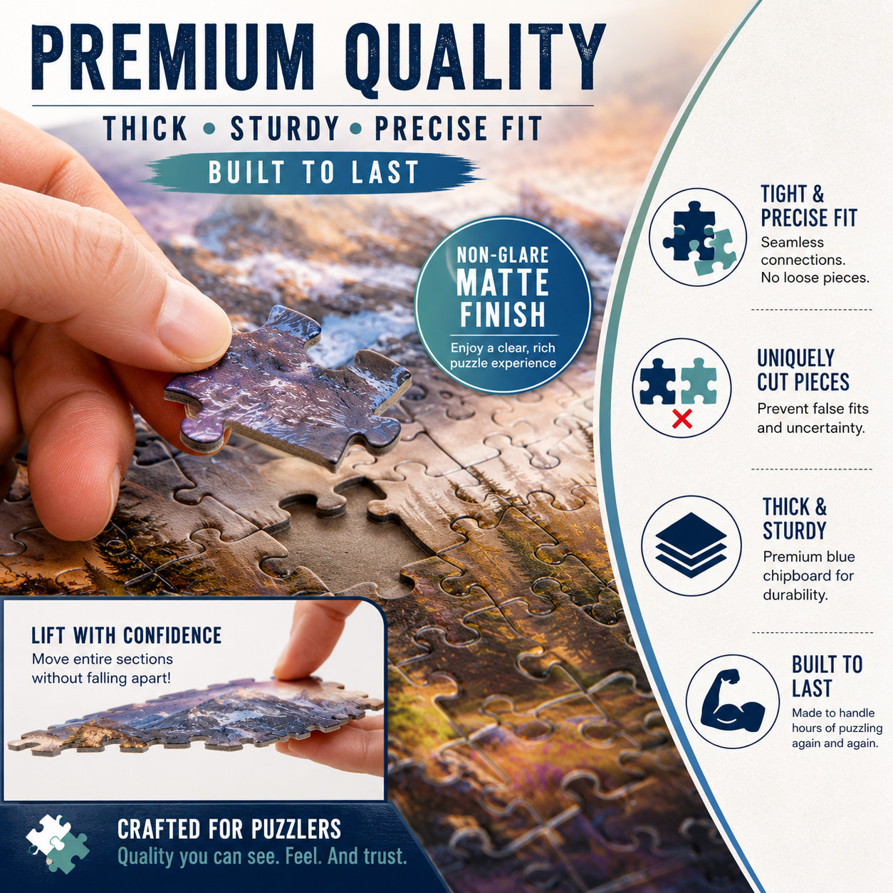Prime Time Puzzles 1000 Piece Jigsaw Puzzle for Adults - Majestic Mountain on a Foggy Morning - Challenging Puzzle Perfect for Game Nights - Nature Landscape - 1000 Piece for Adults. 20x27 inches