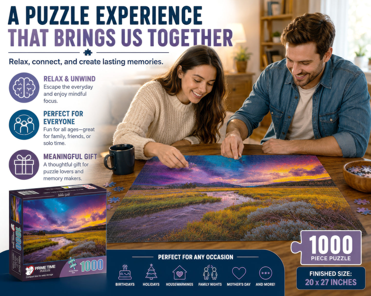 1000 Piece Jigsaw Puzzle for Adults - Nature Landscape - Idaho Gold - Challenging Puzzle Perfect for Game Nights - 1000 Piece for Adults. 20x27 inches