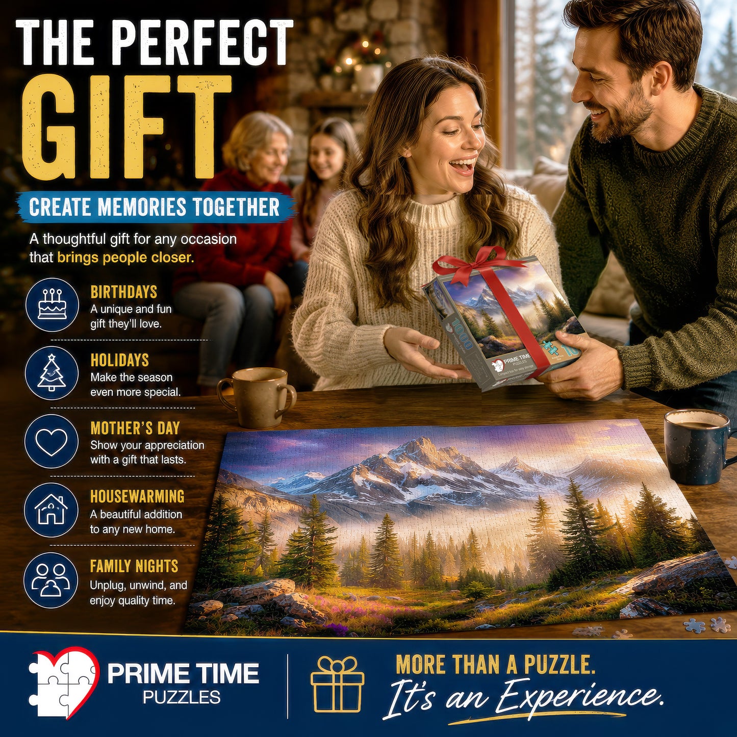 Prime Time Puzzles 1000 Piece Jigsaw Puzzle for Adults - Majestic Mountain on a Foggy Morning - Challenging Puzzle Perfect for Game Nights - Nature Landscape - 1000 Piece for Adults. 20x27 inches