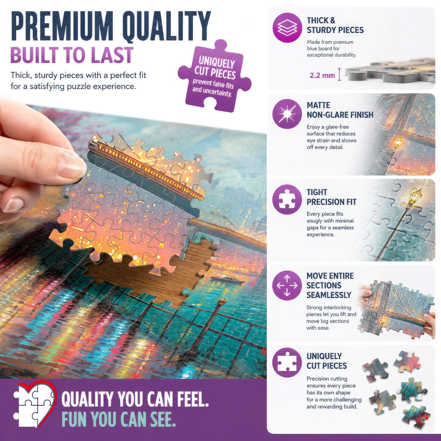 Prime Time Puzzles 1000 Piece Jigsaw Puzzle for Adults - Walk in the Rain in the City - Challenging Puzzle - Artistic Cityscape - Brooklyn Bridge - New York - 1000 Piece for Adults. 20x27 inches