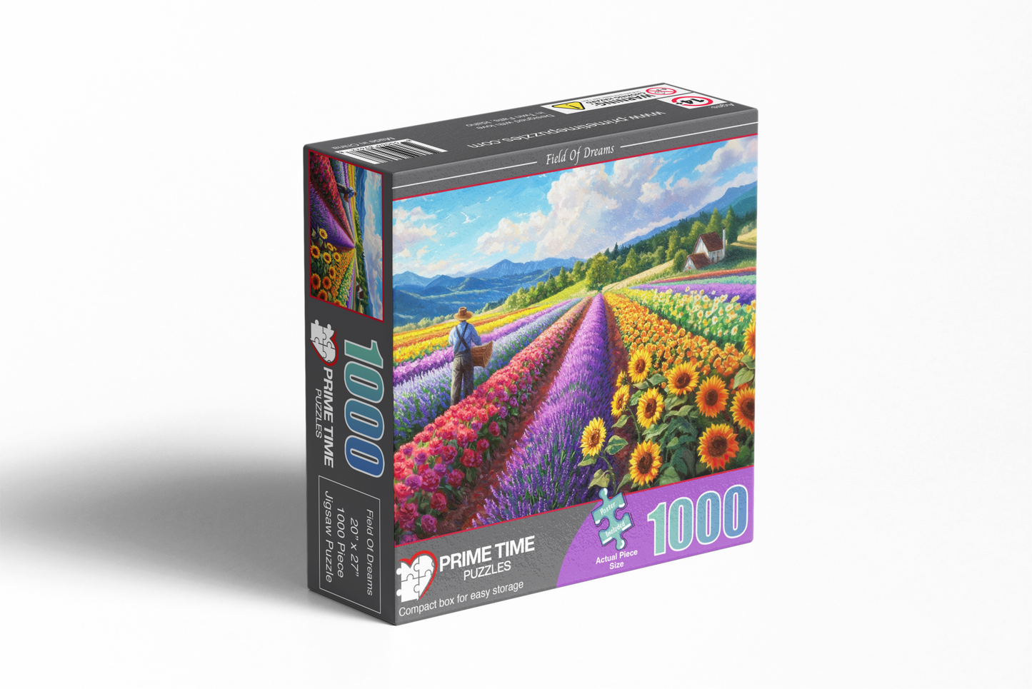 1000 Piece Jigsaw Puzzle for Adults - Art Featuring Country Cottage on a Flower Farm - Field of Dreams