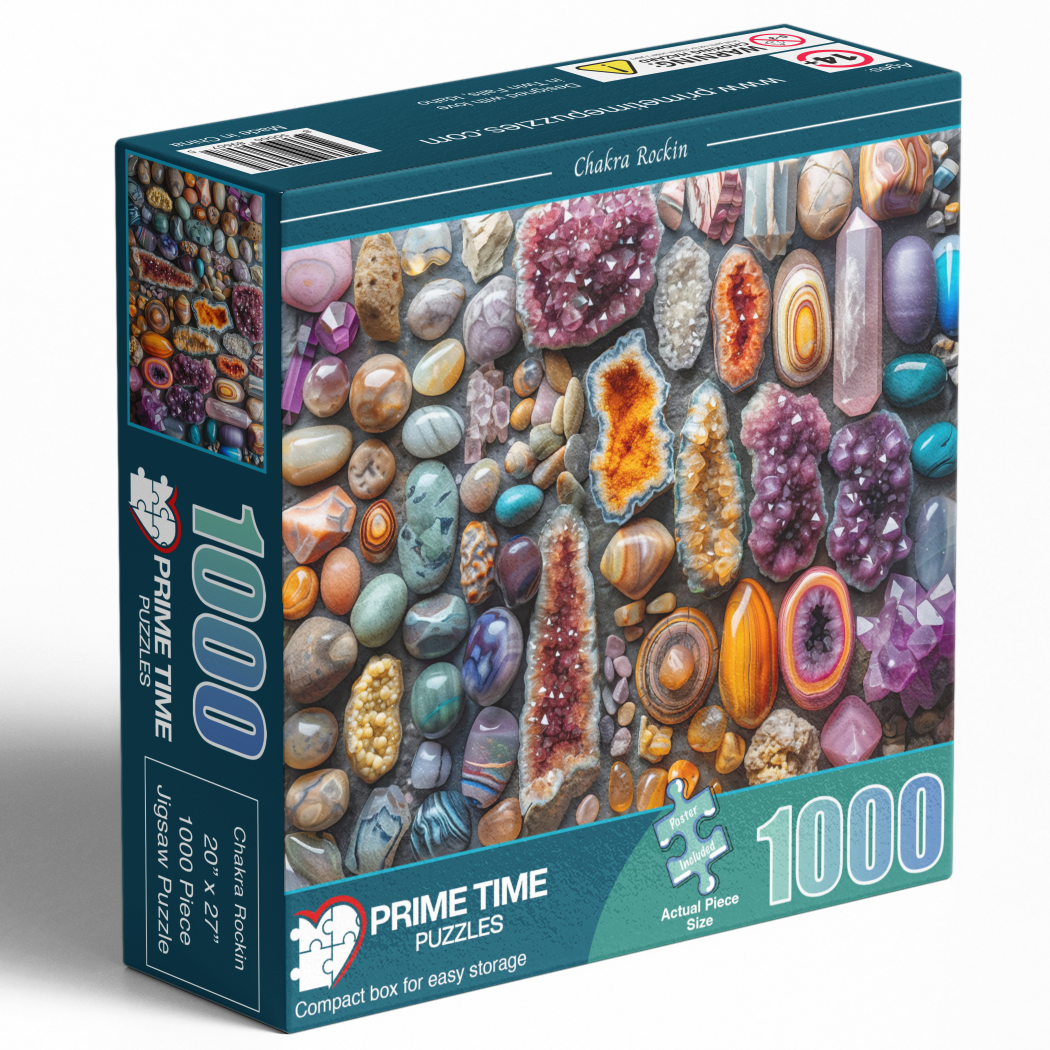 1000 Piece Jigsaw Puzzle for Adults - Colorful Crystals and Healing Stones - Chakra Rockin